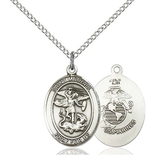 Sterling Silver St. Michael Oval Military Branch Necklaces - 18" - Image 7