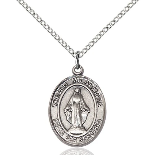 Sterling Silver Virgen Milagrosa Pendant