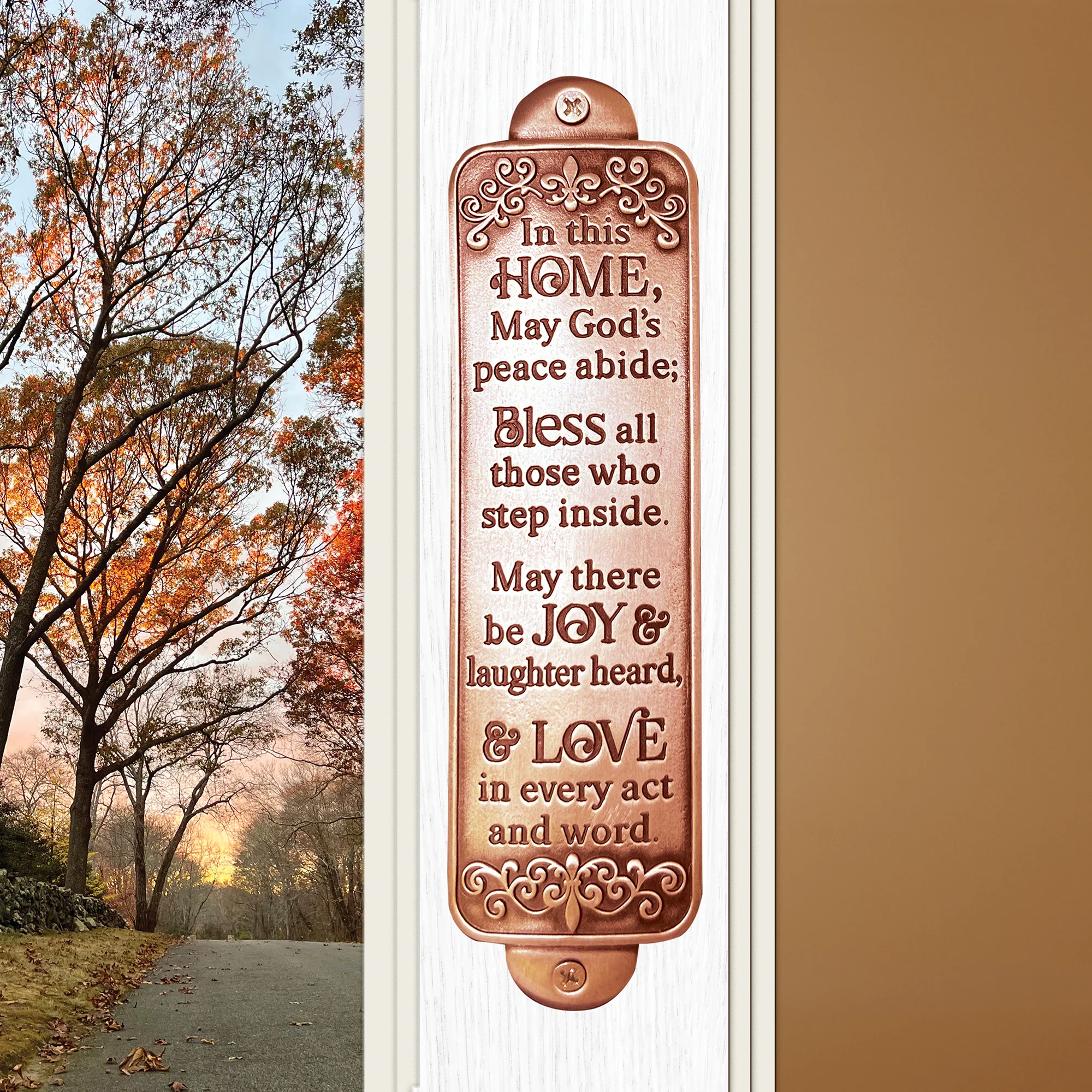 Wall Doorframe Plaque with Home Blessing Prayer - Gold or Bronze - Image 2