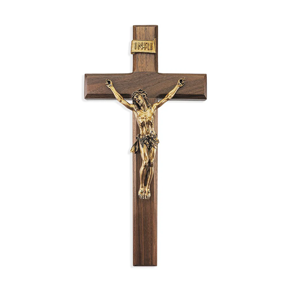 Walnut Crucifix with Gold or Silver Corpus - 12" - Image 2